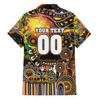 Personalised NAIDOC Week 2025 Giants Football Family Matching Puletasi and Hawaiian Shirt Aboriginal Dot Painting