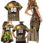Personalised NAIDOC Week 2025 Giants Football Family Matching Short Sleeve Bodycon Dress and Hawaiian Shirt Aboriginal Dot Painting
