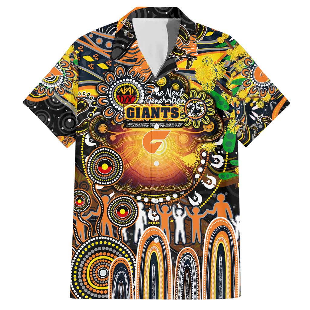 Personalised NAIDOC Week 2025 Giants Football Family Matching Short Sleeve Bodycon Dress and Hawaiian Shirt Aboriginal Dot Painting