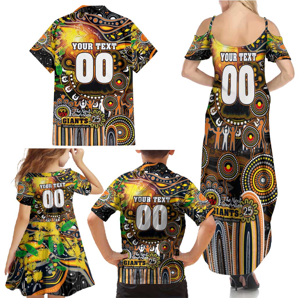 Personalised NAIDOC Week 2025 Giants Football Family Matching Summer Maxi Dress and Hawaiian Shirt Aboriginal Dot Painting