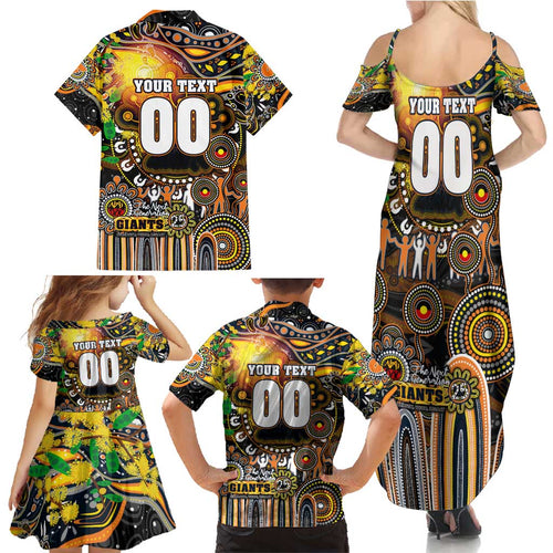 Personalised NAIDOC Week 2025 Giants Football Family Matching Summer Maxi Dress and Hawaiian Shirt Aboriginal Dot Painting