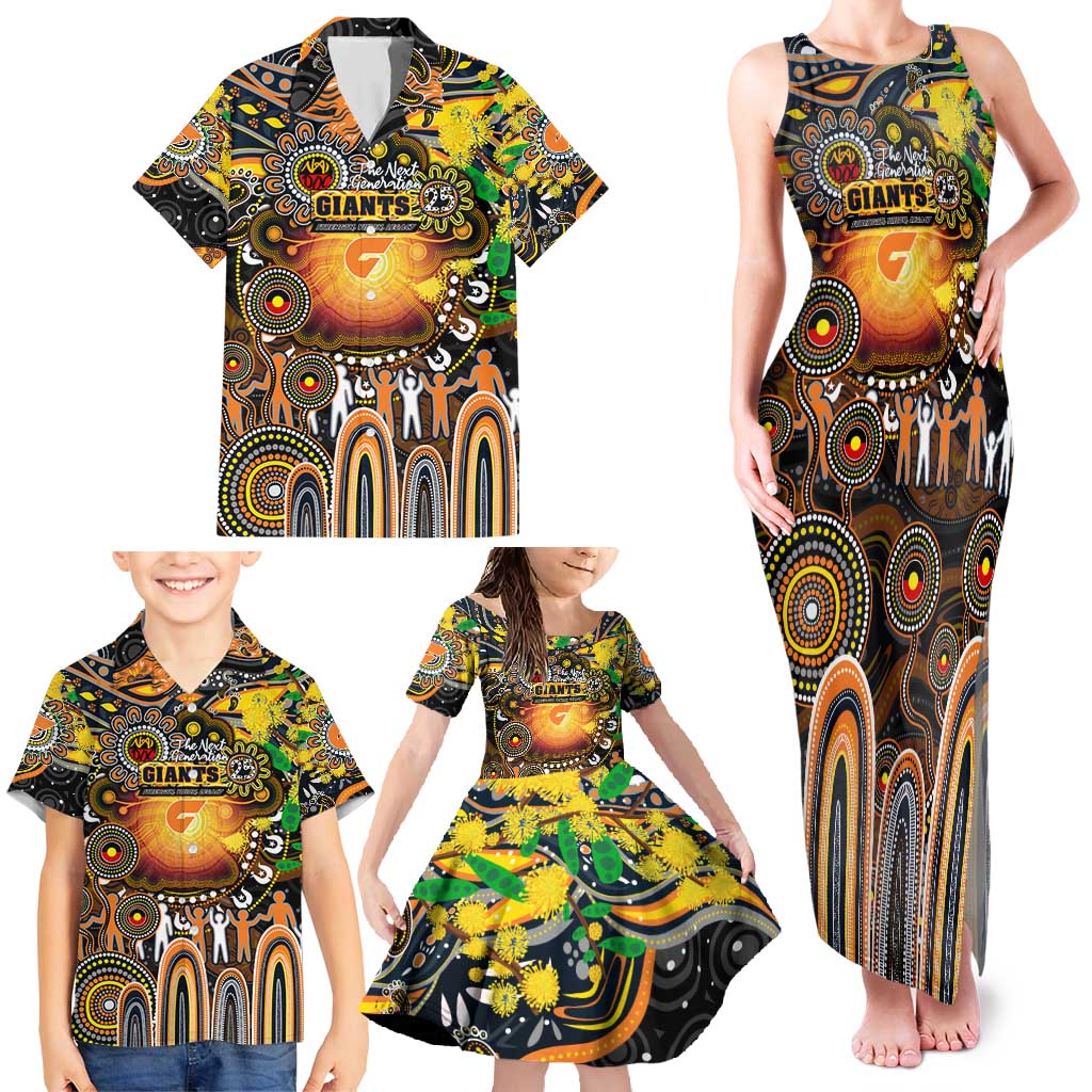 Personalised NAIDOC Week 2025 Giants Football Family Matching Tank Maxi Dress and Hawaiian Shirt Aboriginal Dot Painting