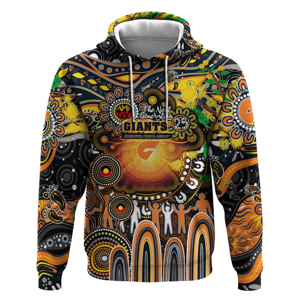 Personalised NAIDOC Week 2025 Giants Football Hoodie Aboriginal Dot Painting