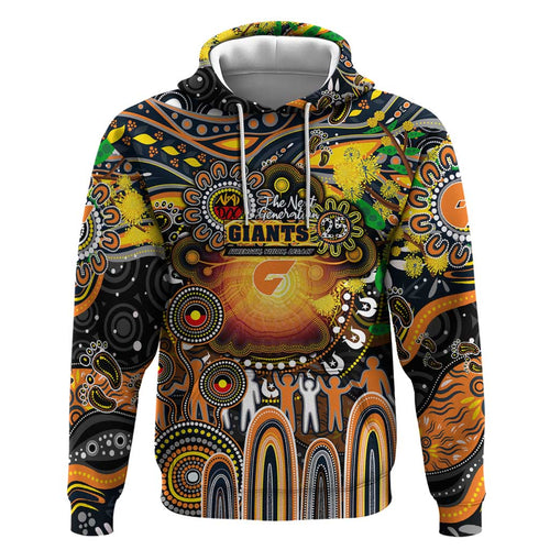 Personalised NAIDOC Week 2025 Giants Football Hoodie Aboriginal Dot Painting