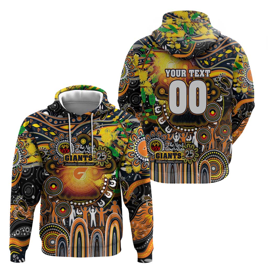 Personalised NAIDOC Week 2025 Giants Football Hoodie Aboriginal Dot Painting