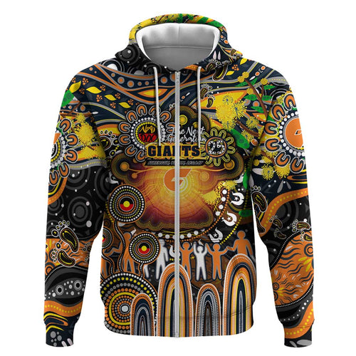Personalised NAIDOC Week 2025 Giants Football Hoodie Aboriginal Dot Painting