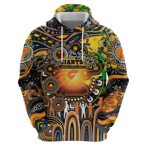 Personalised NAIDOC Week 2025 Giants Football Hoodie Aboriginal Dot Painting