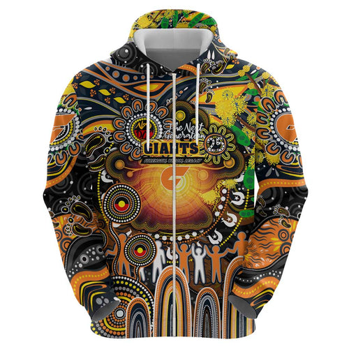Personalised NAIDOC Week 2025 Giants Football Hoodie Aboriginal Dot Painting