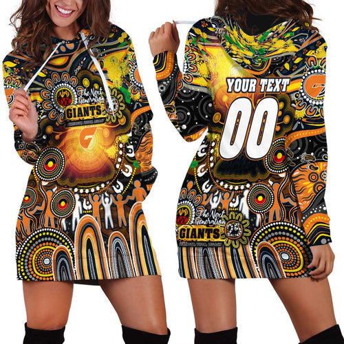 Personalised NAIDOC Week 2025 Giants Football Hoodie Dress Aboriginal Dot Painting