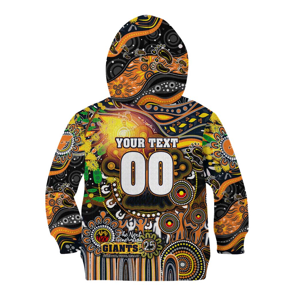 Personalised NAIDOC Week 2025 Giants Football Kid Hoodie Aboriginal Dot Painting