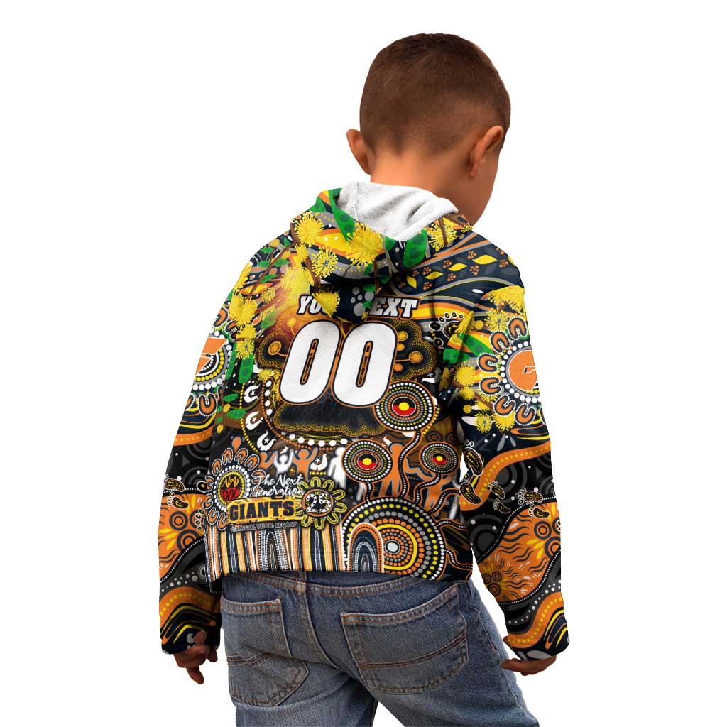 Personalised NAIDOC Week 2025 Giants Football Kid Hoodie Aboriginal Dot Painting
