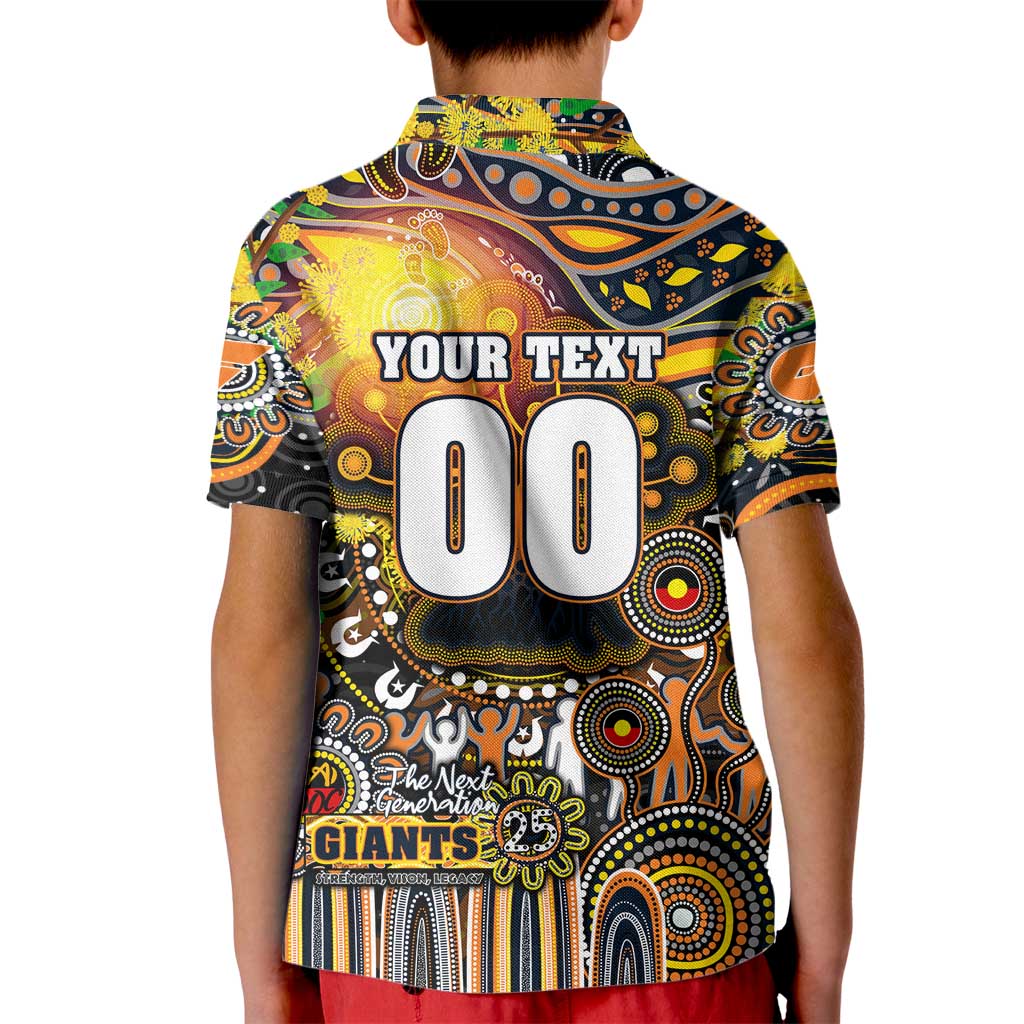 Personalised NAIDOC Week 2025 Giants Football Kid Polo Shirt Aboriginal Dot Painting