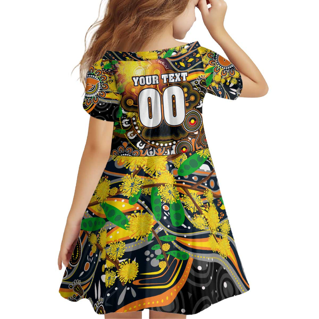 Personalised NAIDOC Week 2025 Giants Football Kid Short Sleeve Dress Aboriginal Dot Painting