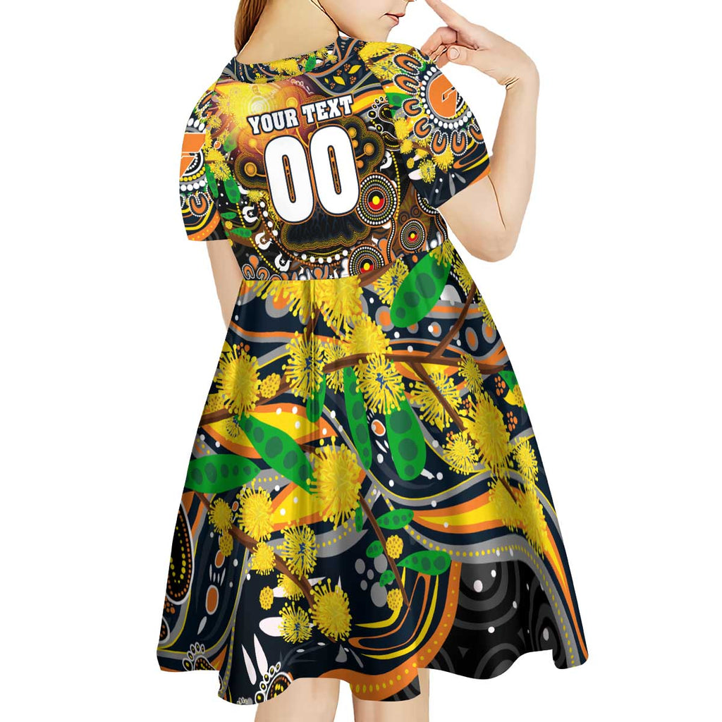 Personalised NAIDOC Week 2025 Giants Football Kid Short Sleeve Dress Aboriginal Dot Painting
