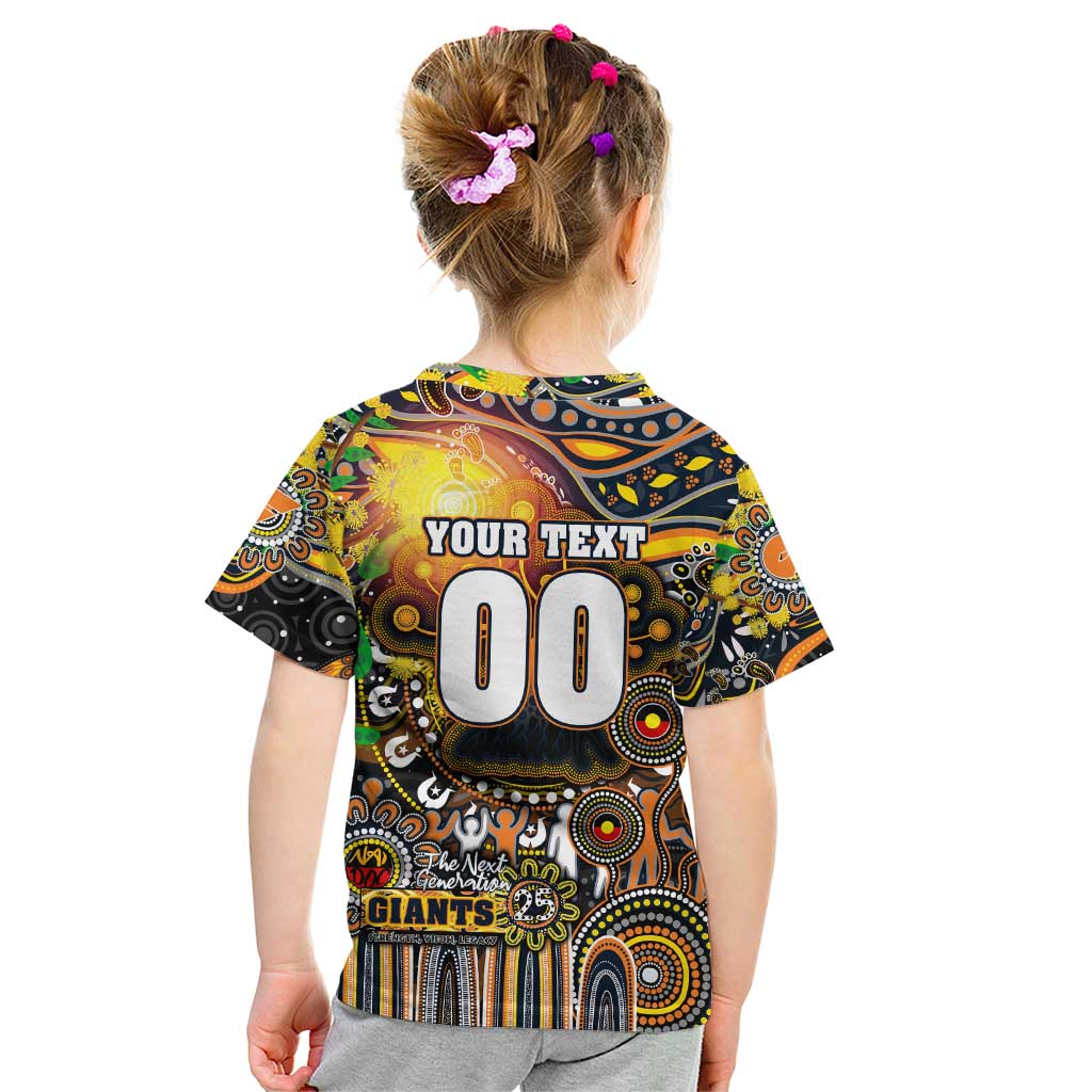 Personalised NAIDOC Week 2025 Giants Football Kid T Shirt Aboriginal Dot Painting
