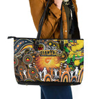 NAIDOC Week 2025 Giants Football Leather Tote Bag Aboriginal Dot Painting
