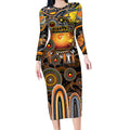 Personalised NAIDOC Week 2025 Giants Football Long Sleeve Bodycon Dress Aboriginal Dot Painting