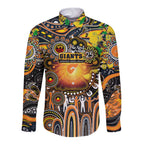 Personalised NAIDOC Week 2025 Giants Football Long Sleeve Button Shirt Aboriginal Dot Painting