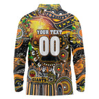 Personalised NAIDOC Week 2025 Giants Football Long Sleeve Polo Shirt Aboriginal Dot Painting