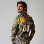 Personalised NAIDOC Week 2025 Giants Football Long Sleeve Polo Shirt Aboriginal Dot Painting