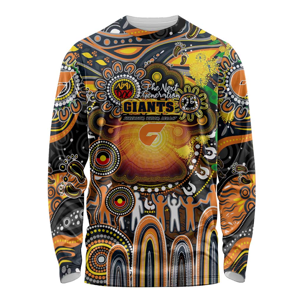 Personalised NAIDOC Week 2025 Giants Football Long Sleeve Shirt Aboriginal Dot Painting