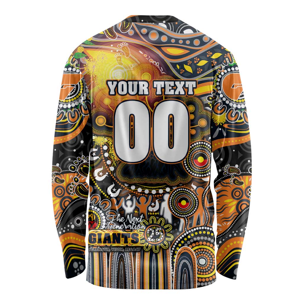 Personalised NAIDOC Week 2025 Giants Football Long Sleeve Shirt Aboriginal Dot Painting