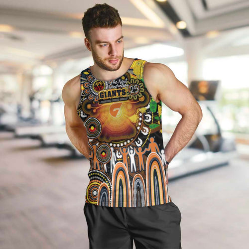 Personalised NAIDOC Week 2025 Giants Football Men Tank Top Aboriginal Dot Painting