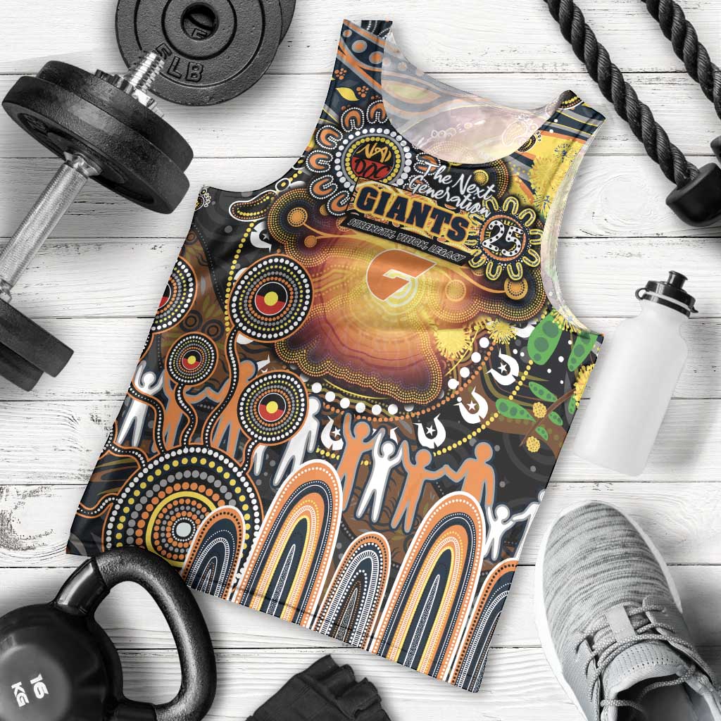 Personalised NAIDOC Week 2025 Giants Football Men Tank Top Aboriginal Dot Painting