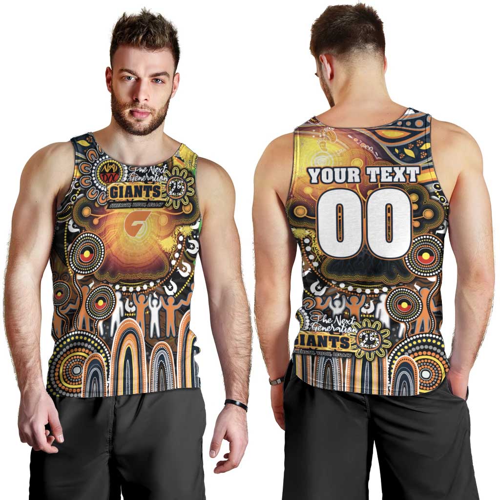 Personalised NAIDOC Week 2025 Giants Football Men Tank Top Aboriginal Dot Painting