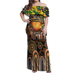 Personalised NAIDOC Week 2025 Giants Football Off Shoulder Maxi Dress Aboriginal Dot Painting