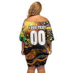 Personalised NAIDOC Week 2025 Giants Football Off Shoulder Short Dress Aboriginal Dot Painting