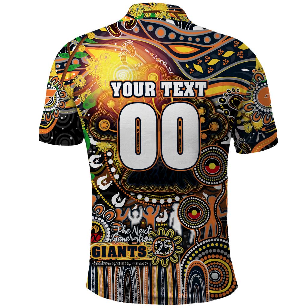 Personalised NAIDOC Week 2025 Giants Football Polo Shirt Aboriginal Dot Painting