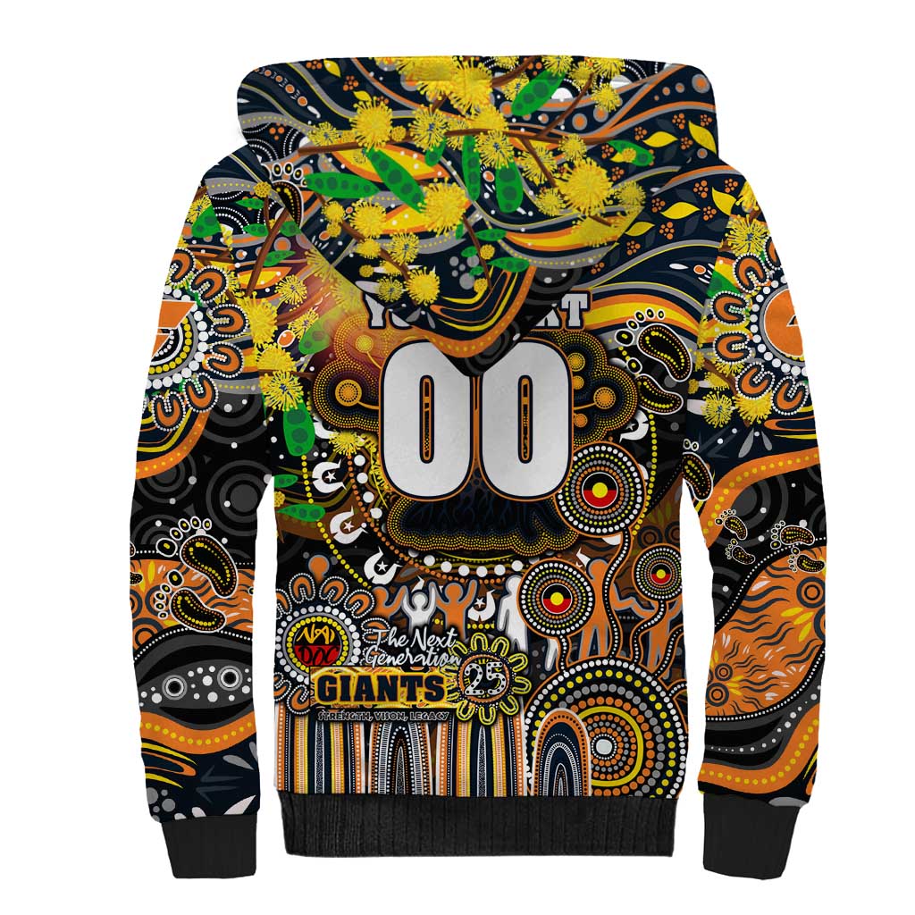 Personalised NAIDOC Week 2025 Giants Football Sherpa Hoodie Aboriginal Dot Painting
