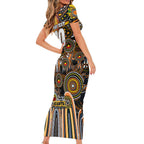 Personalised NAIDOC Week 2025 Giants Football Short Sleeve Bodycon Dress Aboriginal Dot Painting
