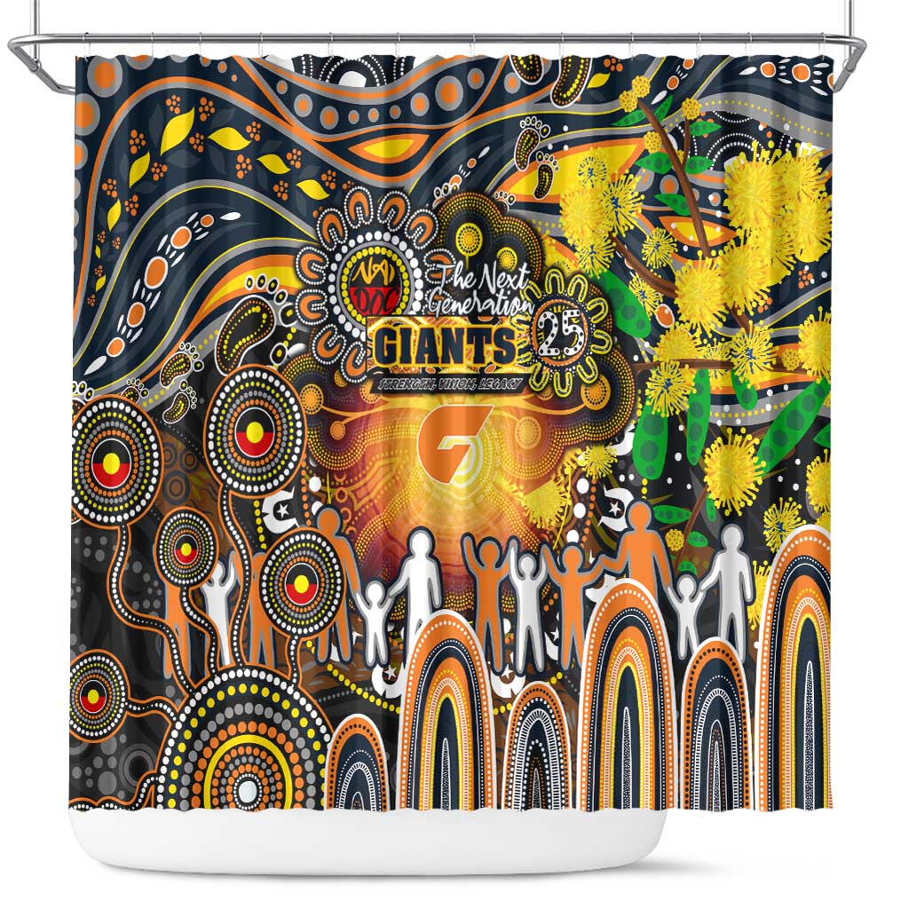 NAIDOC Week 2025 Giants Football Shower Curtain Aboriginal Dot Painting