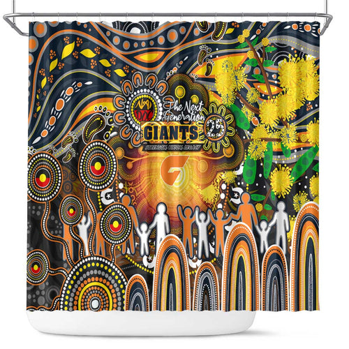 NAIDOC Week 2025 Giants Football Shower Curtain Aboriginal Dot Painting