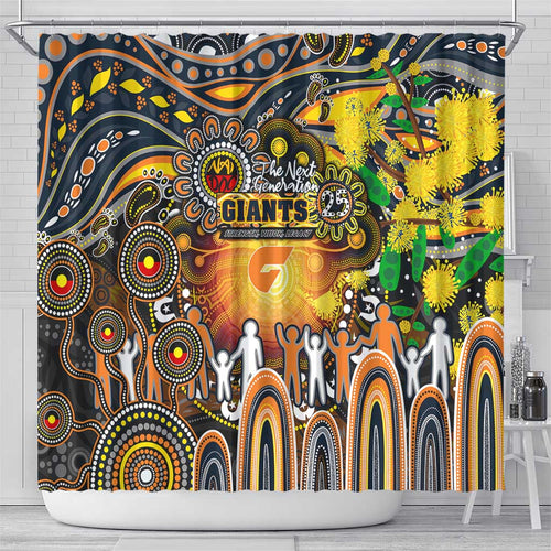 NAIDOC Week 2025 Giants Football Shower Curtain Aboriginal Dot Painting