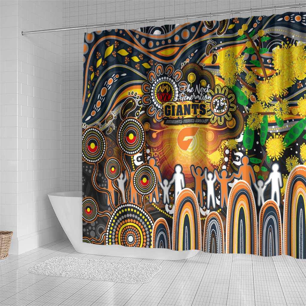 NAIDOC Week 2025 Giants Football Shower Curtain Aboriginal Dot Painting