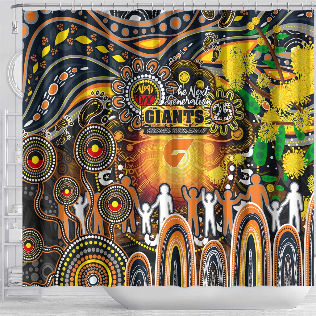 NAIDOC Week 2025 Giants Football Shower Curtain Aboriginal Dot Painting