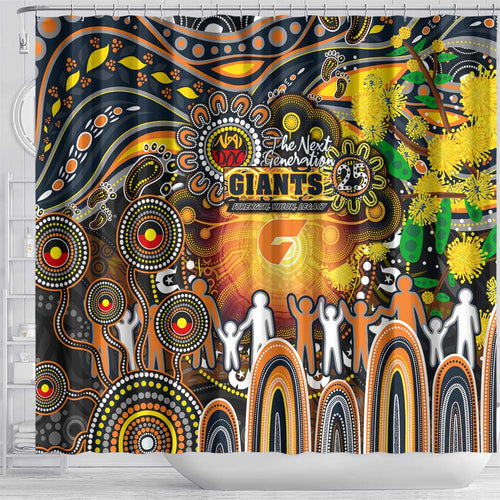 NAIDOC Week 2025 Giants Football Shower Curtain Aboriginal Dot Painting