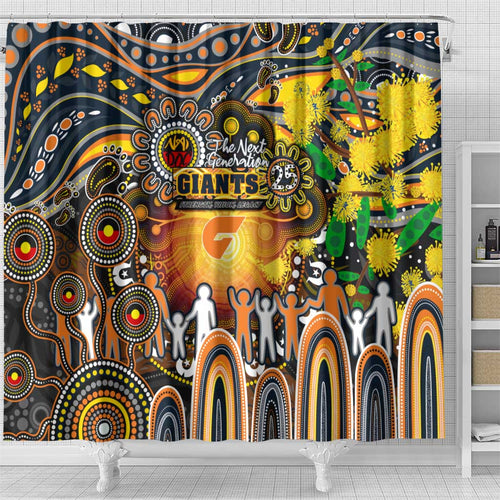 NAIDOC Week 2025 Giants Football Shower Curtain Aboriginal Dot Painting