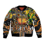 Personalised NAIDOC Week 2025 Giants Football Sleeve Zip Bomber Jacket Aboriginal Dot Painting