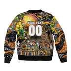 Personalised NAIDOC Week 2025 Giants Football Sleeve Zip Bomber Jacket Aboriginal Dot Painting