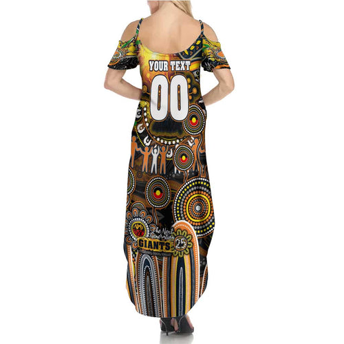Personalised NAIDOC Week 2025 Giants Football Summer Maxi Dress Aboriginal Dot Painting