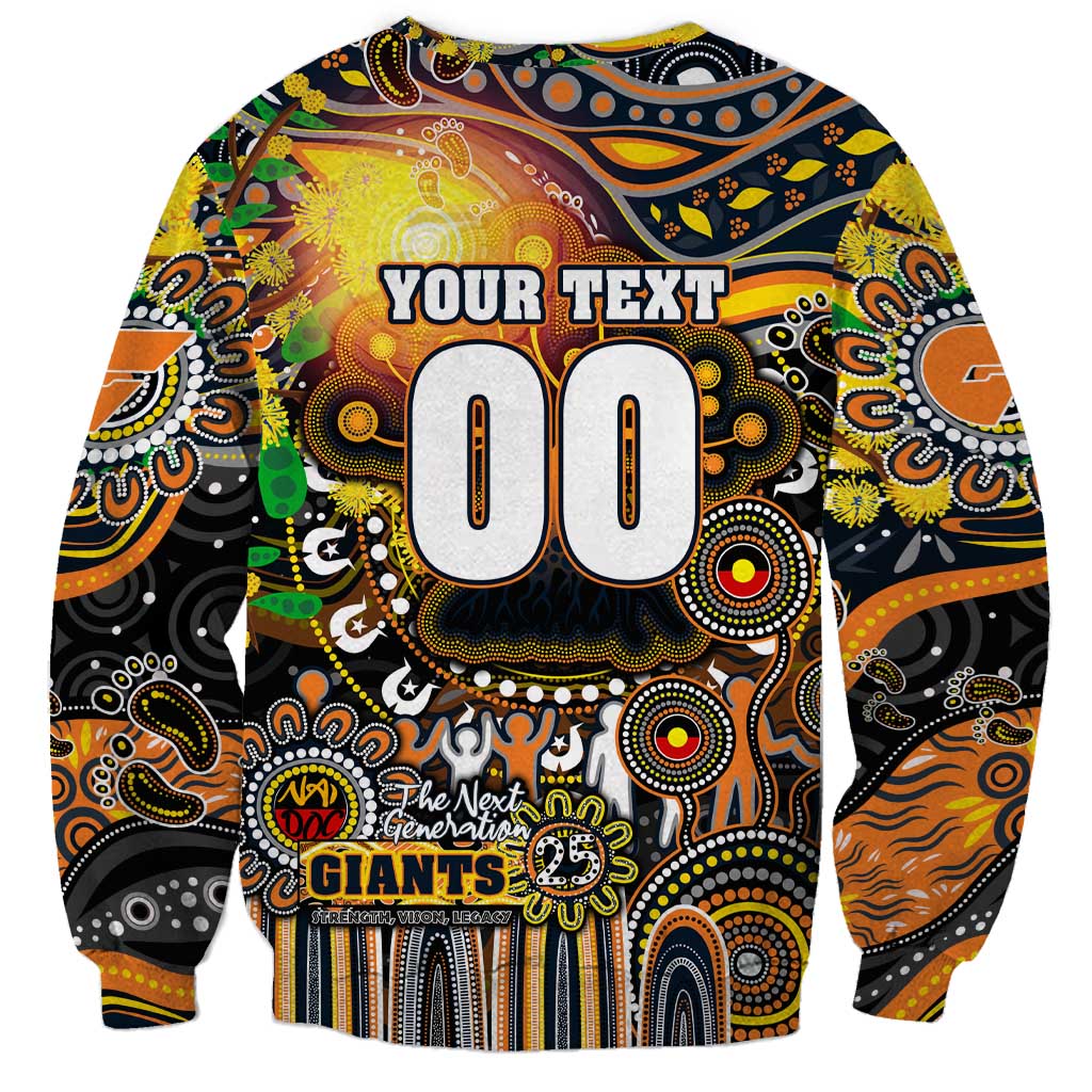 Personalised NAIDOC Week 2025 Giants Football Sweatshirt Aboriginal Dot Painting