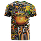 Personalised NAIDOC Week 2025 Giants Football T Shirt Aboriginal Dot Painting