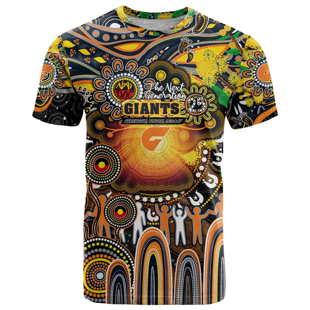 Personalised NAIDOC Week 2025 Giants Football T Shirt Aboriginal Dot Painting