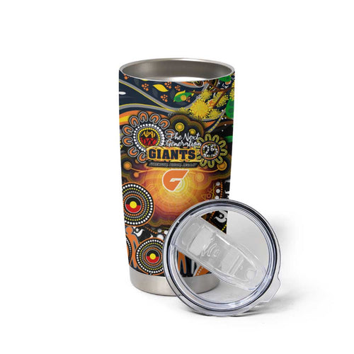 NAIDOC Week 2025 Giants Football Tumbler Cup Aboriginal Dot Painting