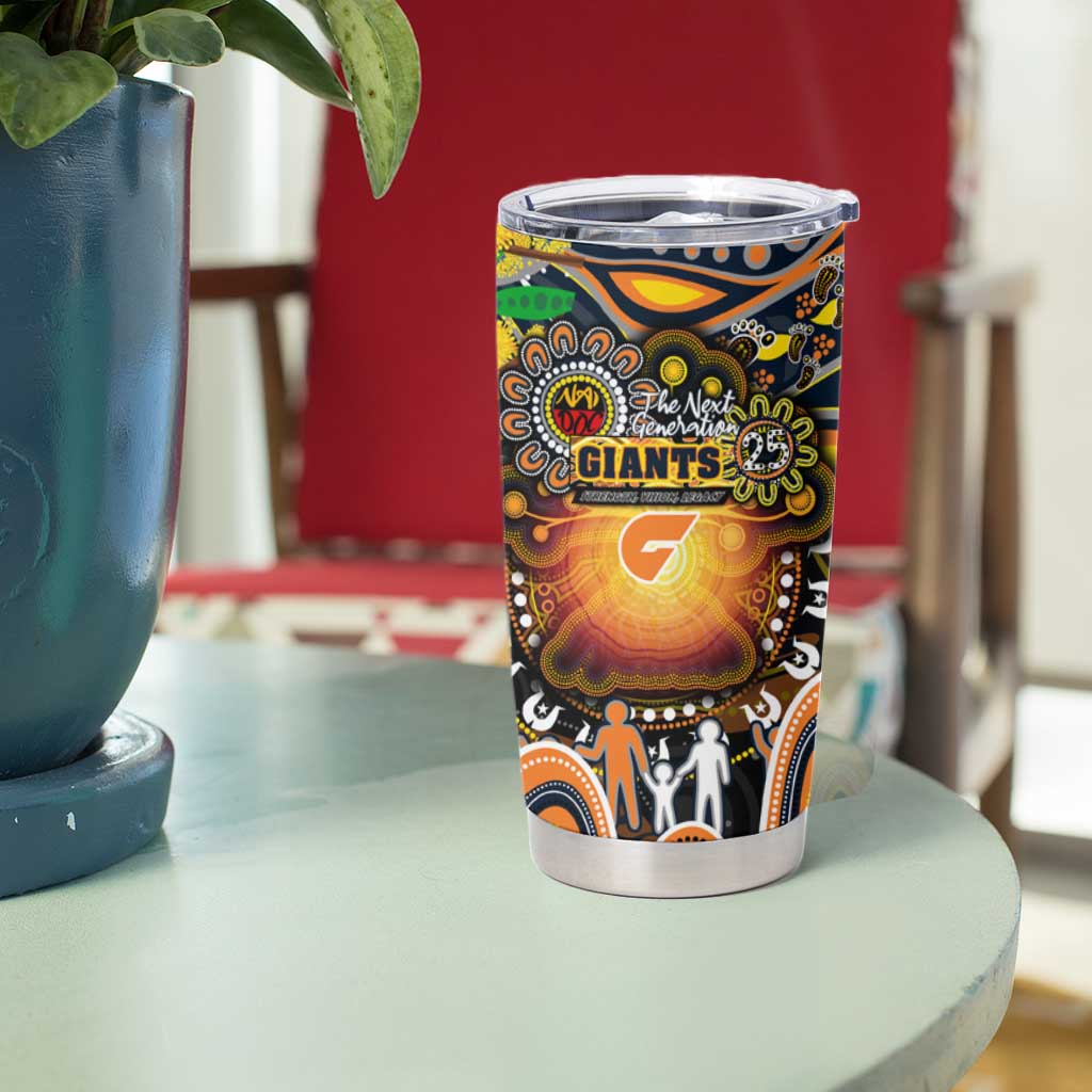 NAIDOC Week 2025 Giants Football Tumbler Cup Aboriginal Dot Painting