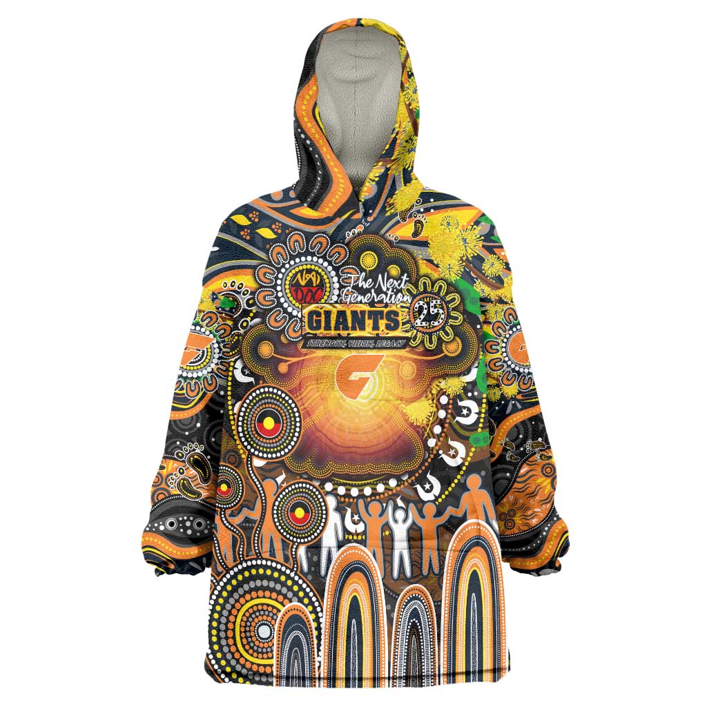 Personalised NAIDOC Week 2025 Giants Football Wearable Blanket Hoodie Aboriginal Dot Painting